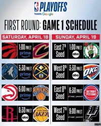 首轮G1赛程出炉：19日1点骑士首战 8点30火箭vs湖人 20日雷刺亮相